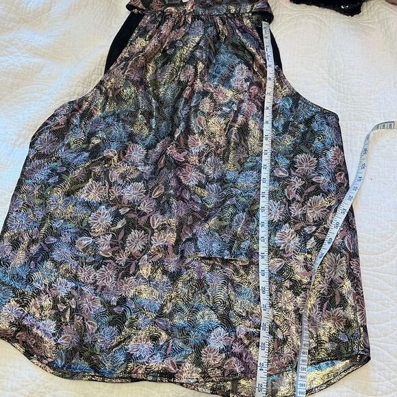 J Crew Metallic Floral Jacquard Tie Neck Halter Top Blouse Small Party Glam New - Picture 6 of 10